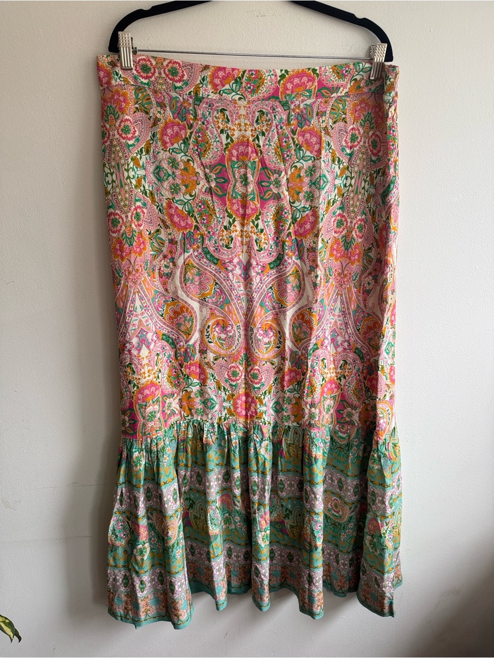 Boston Proper Boho Paisley Peasant Top & Tiered Skirt Set XL - Picture 6 of 11